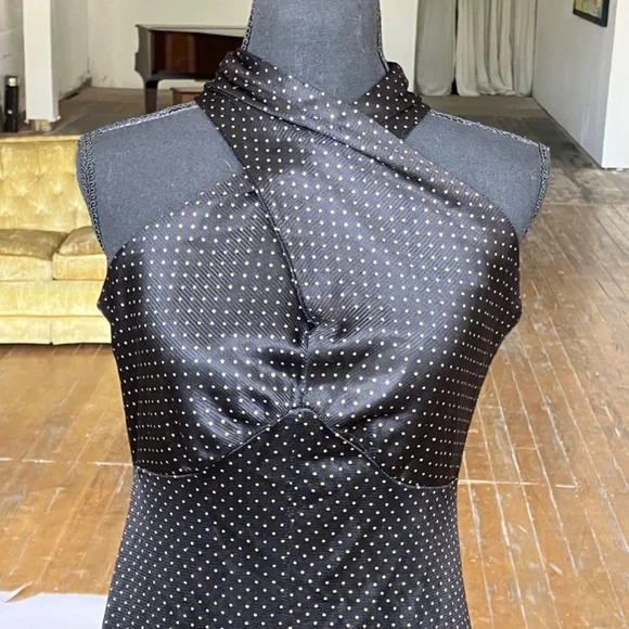 Handmaid vintage black and gold polka maxi length dress - Picture 5 of 14